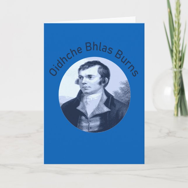 Tarjeta Festiva Robbie Burns - Oidhche Bhlas Burns Blue Text (Anverso)