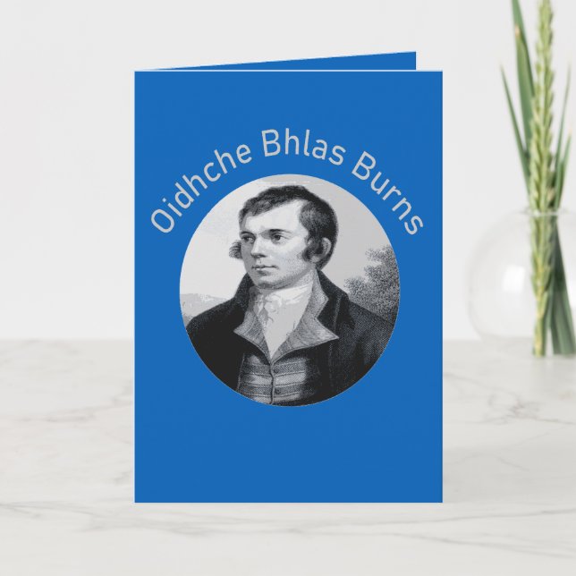 Tarjeta Festiva Robbie Burns - Oidhche Bhlas quema Gris claro (Anverso)
