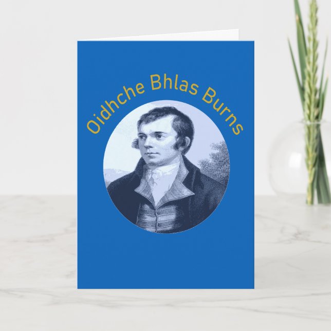 Tarjeta Festiva Robbie Burns - Oidhche Bhlas quema texto amarillo (Anverso)