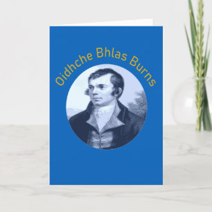Tarjeta Festiva Robbie Burns - Oidhche Bhlas quema texto amarillo