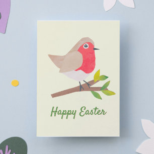 Tarjeta Festiva Robin de primavera retro Cute Semana Santa inspira