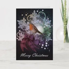 Tarjeta Festiva Robin navideño