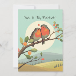 Tarjeta Festiva Robins románticos en un Día de San Valentín de suc