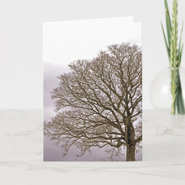 Tarjeta Festiva Roble en el invierno 1 (Anverso)