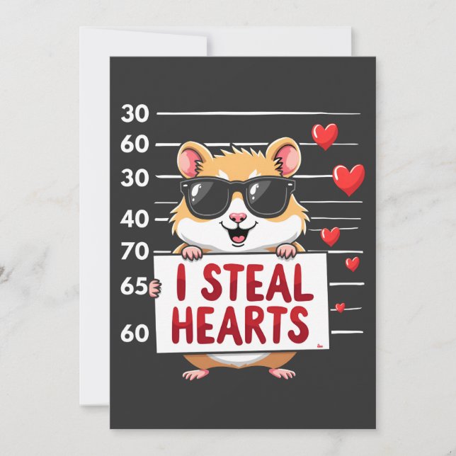 Tarjeta Festiva Robo corazones Hamster Lover San Valentín (Anverso)