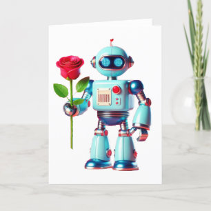Tarjeta Festiva Robot con Rosa