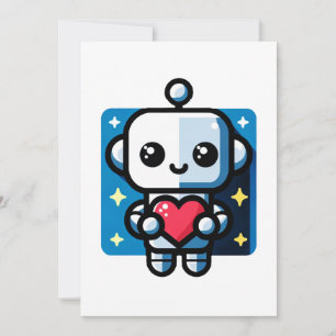 Tarjeta Festiva Robot lindo con corazón - Amor Adorable y Tecnolog