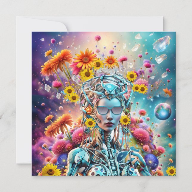 Tarjeta Festiva Robot orgánico (Anverso)