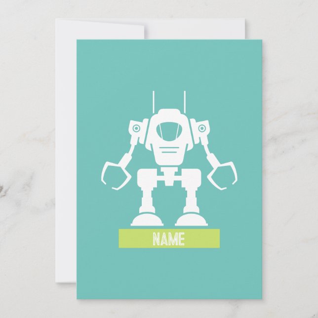 Tarjeta Festiva Robot Personalizado (Anverso)