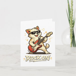 Tarjeta Festiva Roca En Guitarra Perro Divertido Música Rock