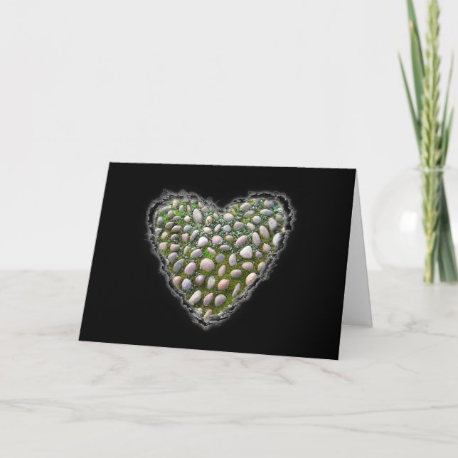 Tarjeta Festiva Rock Garden Heart Valentine Love Romance Card (Anverso)