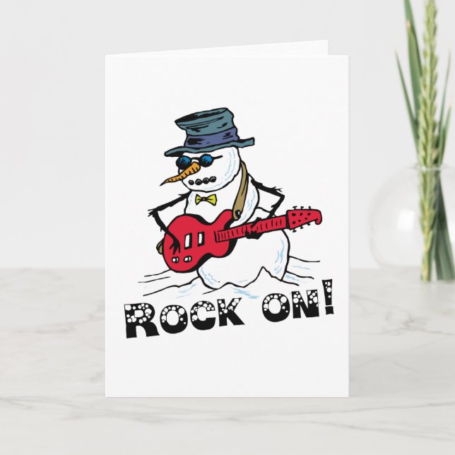 Tarjeta Festiva Rock On Snowman Cards (Anverso)