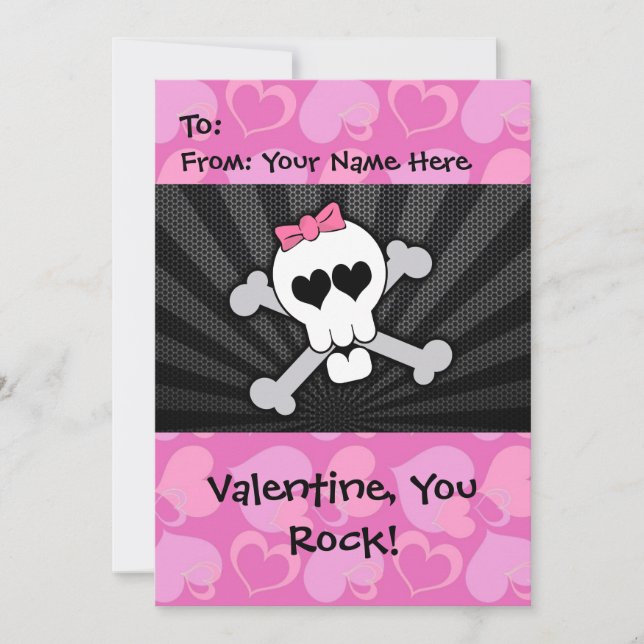 Tarjeta Festiva Rockin' Valentine Skull (Anverso)