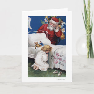 Tarjeta Festiva Rogación de observación del chica de Santa