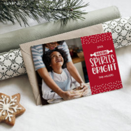 Tarjeta Festiva Roja | Navidades que hornean la foto brillante de 