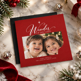 Tarjeta Festiva Rojo Asombro de Su Foto Escritura Religiosa Navida
