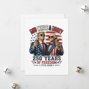Tarjeta Festiva Rojo Blanco Borracho Trump George Washington 250