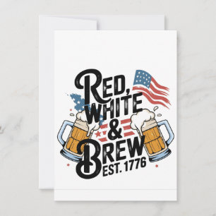 Tarjeta Festiva Rojo Blanco & Cerveza Est 1776 4 De Julio 250 Aniv