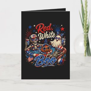 Tarjeta Festiva Rojo Blanco Y Boo Patriótico 4 De Julio