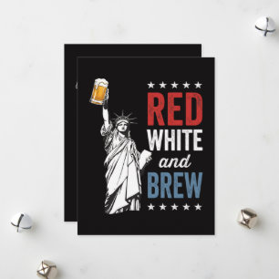 Tarjeta Festiva Rojo Blanco y Cerveza 250 Aniversario