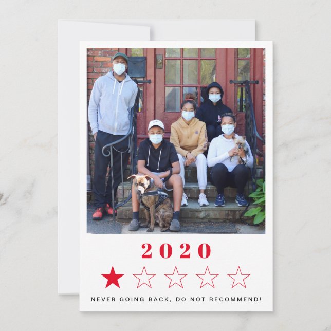 Tarjeta Festiva Rojo de fotos de Año Nuevo 2021 (Anverso)