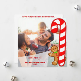 Tarjeta Festiva Rojo dulce XmaS Pan de Jengibre-Bastón de Caramelo