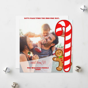 Tarjeta Festiva Rojo dulce XmaS Pan de Jengibre-Bastón de Caramelo