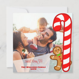 Tarjeta Festiva Rojo dulce XmaS Pan de Jengibre-Bastón de Caramelo