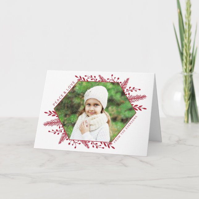 Tarjeta Festiva Rojo horizontal del follaje el | el | del invierno (Anverso)