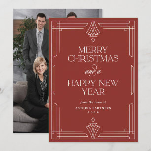 Tarjeta Festiva Rojo Modern Deco Navidades Corporativas Elegante
