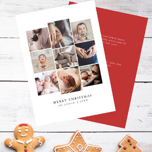 Tarjeta Festiva Rojo Multi Foto Moderno Familia Elegante