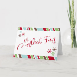 Tarjeta Festiva Rojo Oh Qué Diversión Copos de Nieve y Rayas Diago