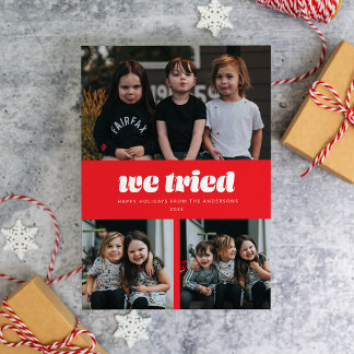 Tarjeta Festiva Rojo que intentamos con varios Navidades de fotos