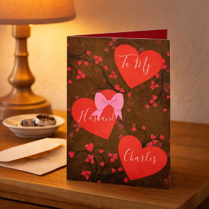 Tarjeta Festiva Rojo romántico y marrón para mi esposo en San Vale