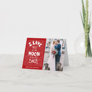 Tarjeta Festiva Rojo te amo a la luna y al El día de San Valentín 