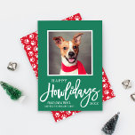 Tarjeta Festiva Rojo verde moderno Feliz Día de los Alumnos Fotogr<br><div class="desc">Muestra a tu peludo miembro de la familia con estas tarjetas de Navidades "Happy Howlidays" que incluyen tu cachorro perro,  el personalizado "Peace,  Love & Treatment" (Paz,  Amor y Tratamientos) y los acentos de diseño de huellas digitales. Color rojo grave,  verde oscuro y blanco.</div>
