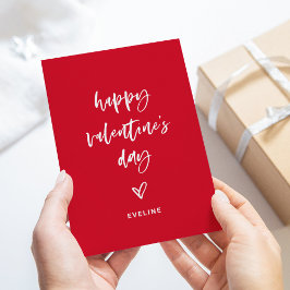 Tarjeta Festiva Rojo y blanco | Script informal y Heart Valentine