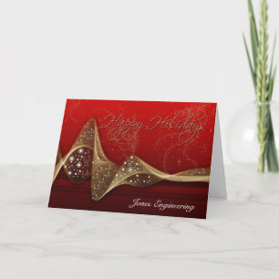 Tarjeta Festiva Rojo y cinta del purpurina del oro buenas fiestas