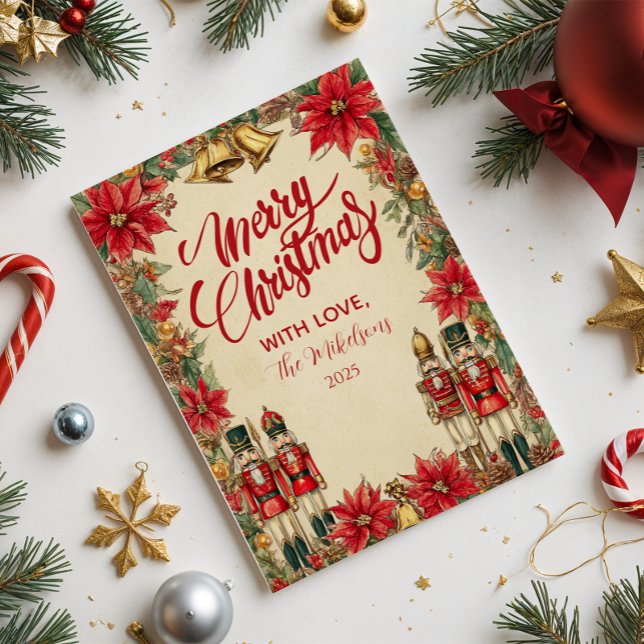 Tarjeta Festiva Rojo y oro de los Nutcracker clásicos (Subido por el creador)