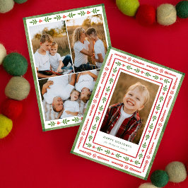 Tarjeta Festiva Rojo y Verde 4 foto folk acuarela feliz