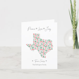 Tarjeta Festiva Rojo y Verde Patrón de Arte de Línea de Texas Navi