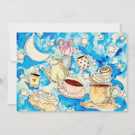 Tarjeta Festiva rollos de canela cósmicos y arte de tazas de café