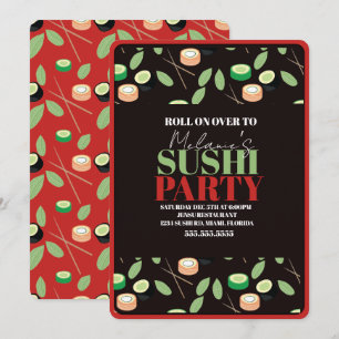 Tarjeta Festiva Rolos de Cumpleaños de Sushi Moderno con Nombre