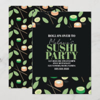 Rolos de fiesta de sushi negro moderno cumpleaños