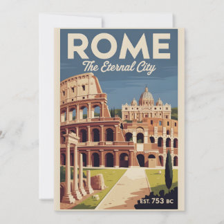Tarjeta Festiva Roma Italia Retrato de horizonte urbano de viaje