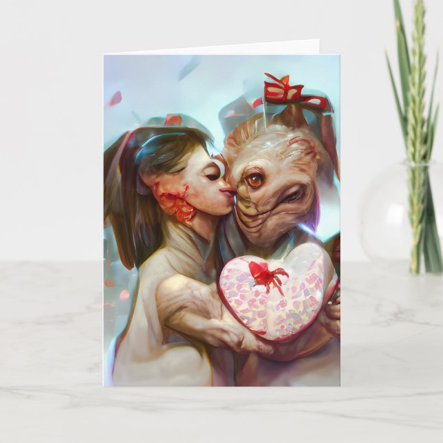 Tarjeta Festiva Romance Caprichoso de Alien (Anverso)
