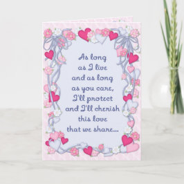 Tarjeta Festiva Romance de corazones y cintas - Verso interno