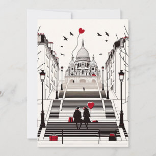 Tarjeta Festiva Romance Parisino - Día de San Valentín de Pareja C