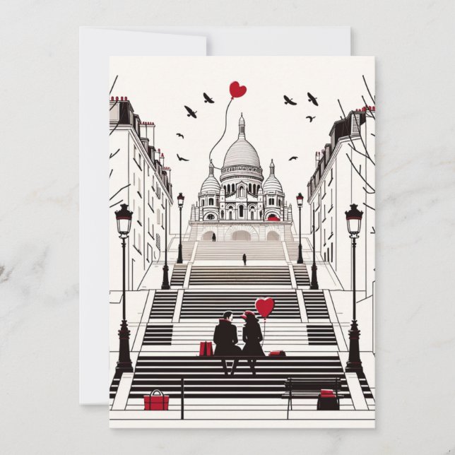 Tarjeta Festiva Romance parisino - El día de San Valentín de la pa (Anverso)