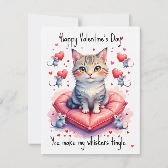Tarjeta Festiva 💘🐈Romance que hace temblar los bigotes (Anverso)